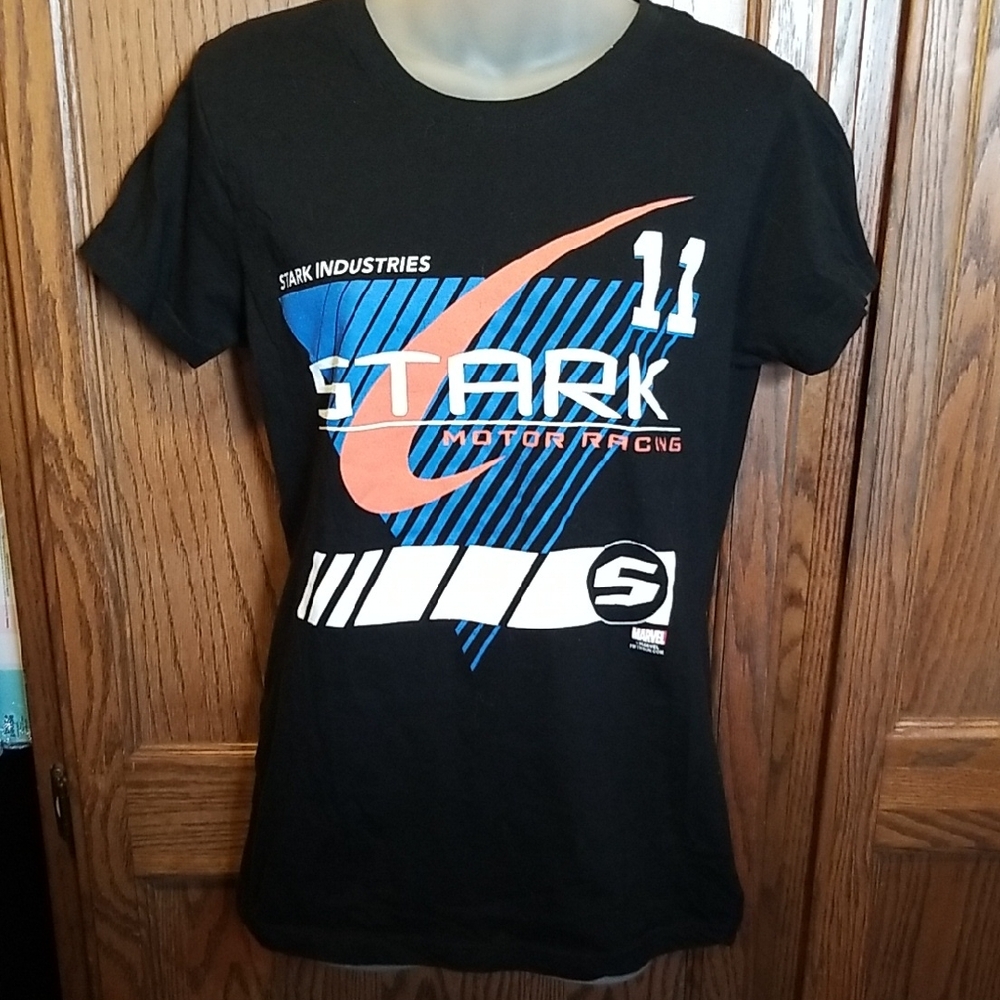 👚Marvel Tony Stark Industries Racing Black Graphic T-Shirt